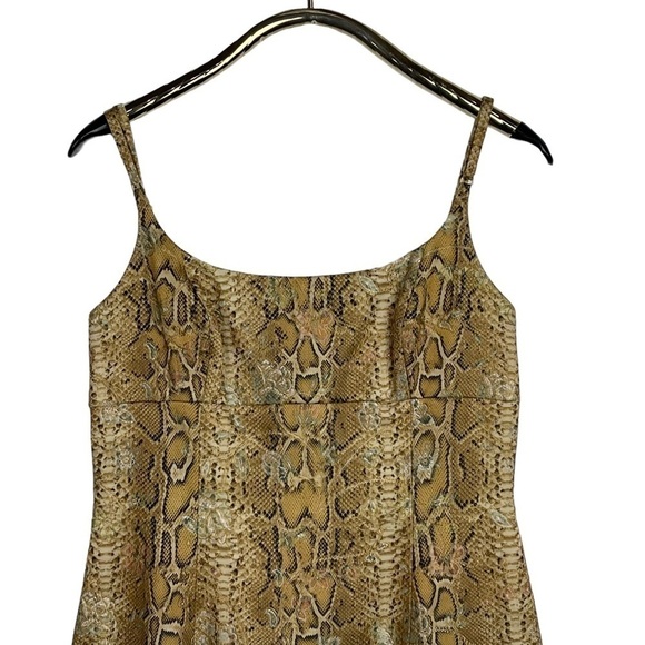 VINTAGE 90S SNAKESKIN SPAGHETTI STRAP EMPIRE SHEATH MINI DRESS CARMEN MARC VALVO - Picture 6 of 16